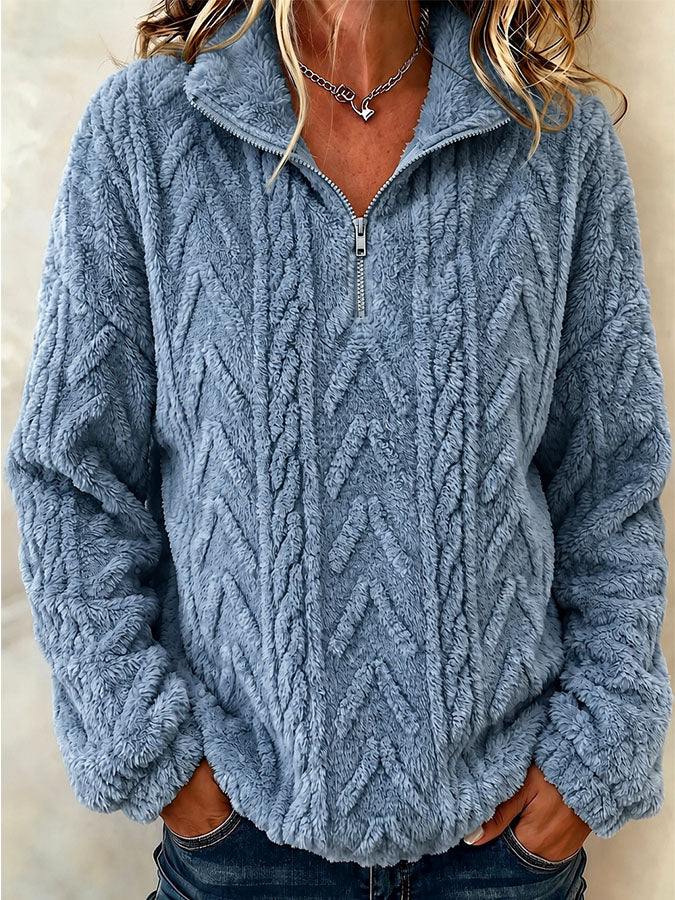 Women'S Solid Color Multi-Color Casual Collar Zipper Long Sleeved Sportswear