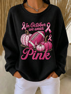 Women'S Pink Rugby Waffle Sweatshirt