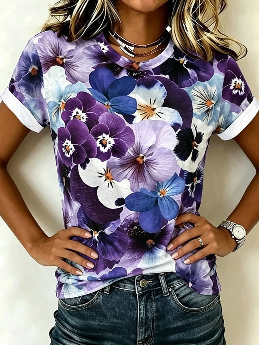 Women's Floral-Print Casual T-Shirt