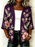 Women's Hummingbird Floral Printed Cardigan