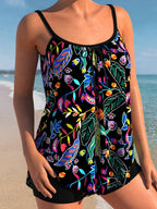 Spaghetti Strap Floral Print Tankini Set