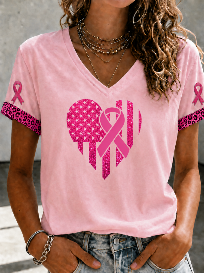 Women'S Breast Cancer Awareness Printed T-Shirt
