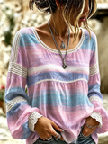 Women'S Pink Oil Painting Art Cotton-Linen Shirt
