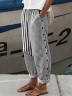 Women'S Casual Pink Stripe Art Breast Cancer Awareness Printed Trousers