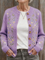 Women's Breast Cancer Awareness Butterfly Floral Embroidered Cardigan