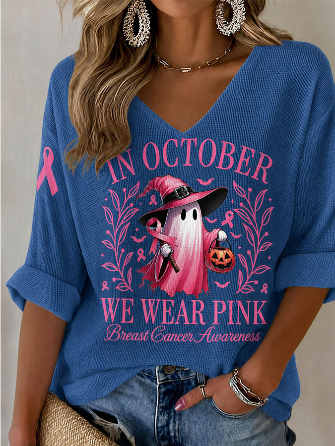 Women'S Breast Cancer Awareness Prevention Printed Casual Top