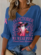 Women'S Breast Cancer Awareness Prevention Printed Casual Top