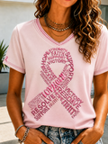 Women'S Breast Cancer Awareness Printed Short Sleeved T-Shirt