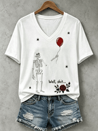 🔥🔥2nd 50% Off 🔥🔥Women's Halloween Well, shit... Printed V-Neck T-Shirts