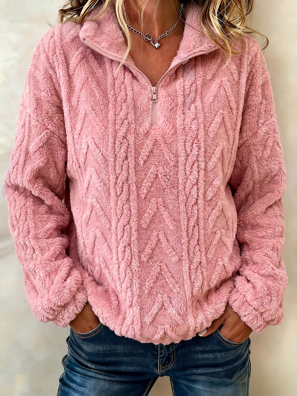 Women'S Solid Color Multi-Color Casual Collar Zipper Long Sleeved Sportswear