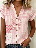 Women'S Pink Art Printed Casual Shirt