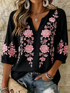 Women's Casual Breast Cancer Awareness Pink Flower Top