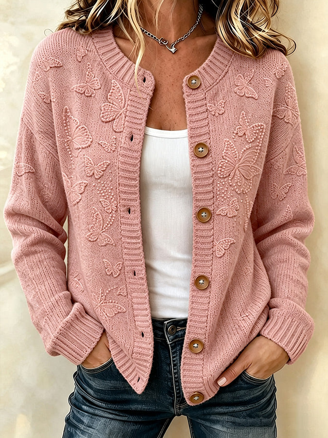 Women'S Casual Butterfly Knitted Cardigan Top