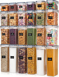 24 pcs Plastic Kitchen and Pantry Organization Canisters for Cereal, Dry Food, Flour and Sugar