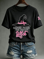 Women'S Pink Art Printed Casual T-Shirt