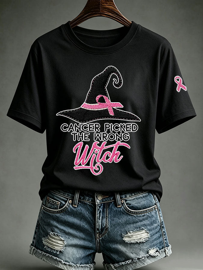 Women'S Pink Art Printed Casual T-Shirt