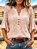 Women'S Casual Printed Hollow Top