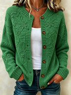Ladies' Casual Plant Flower Knitted Cardigan Top
