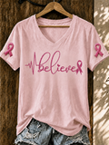 Women'S Breast Cancer Awareness Printed T-Shirt