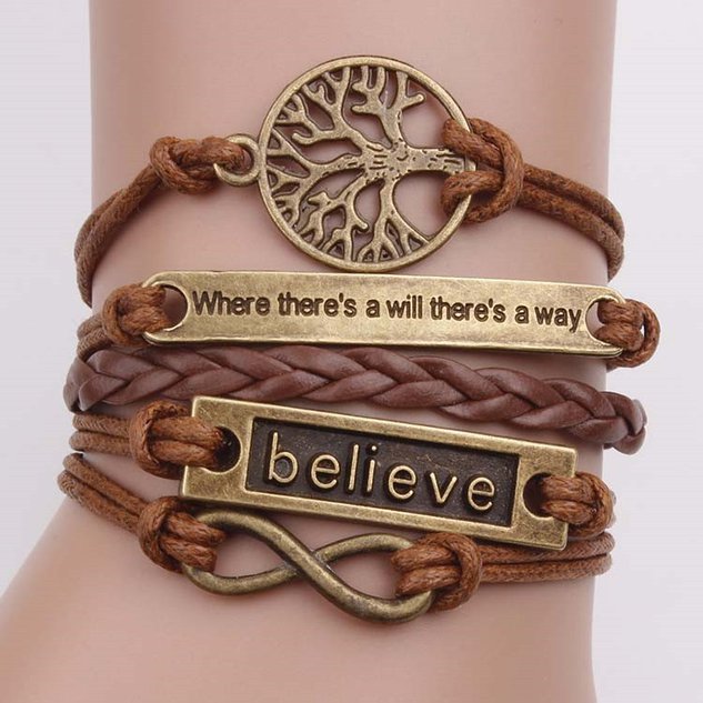 Women Bronze Vintage Leather Rope Bracelet