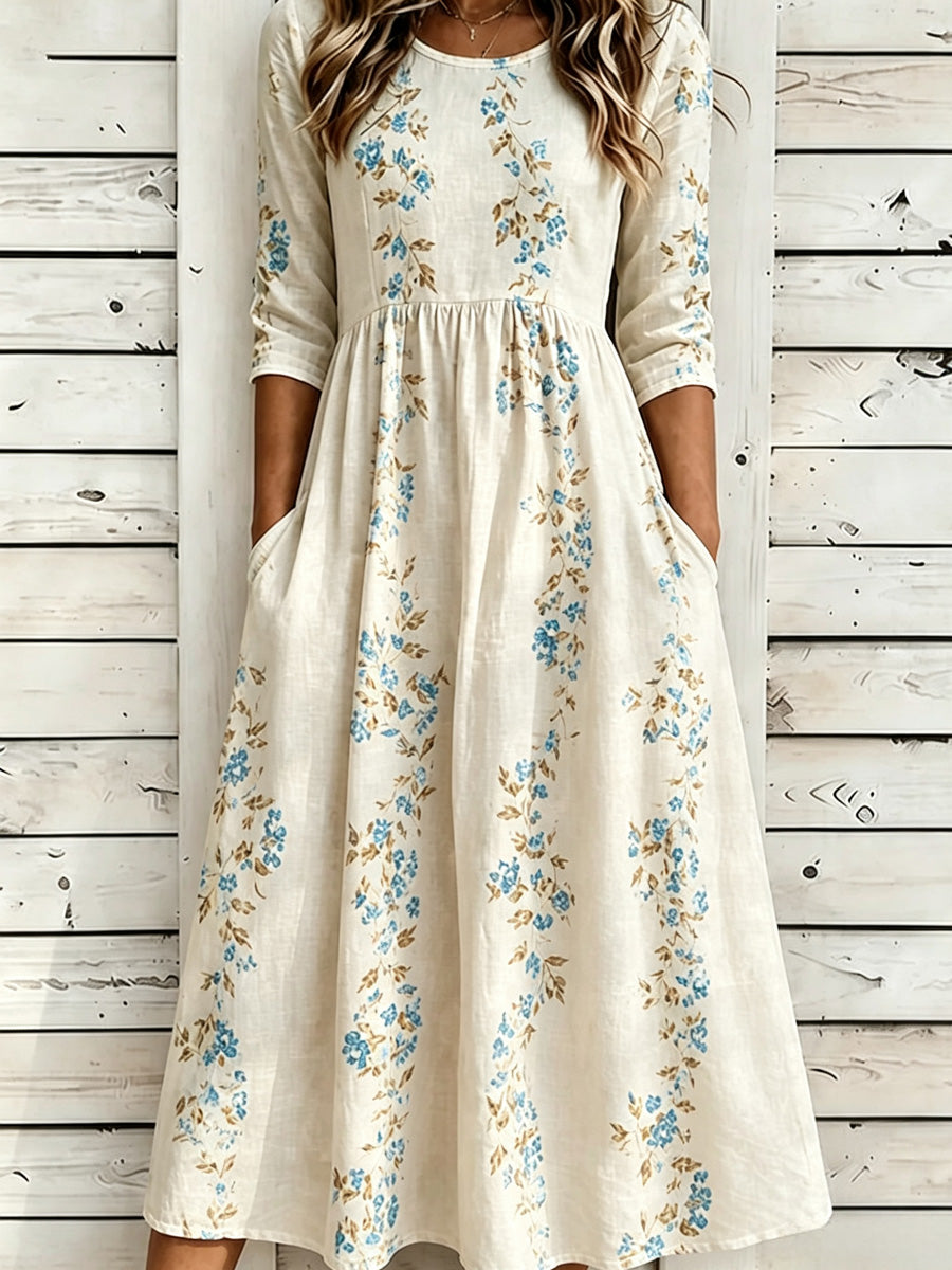 Women's Casual Plant Print Maxi Dress