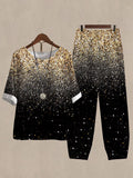 Linen Casual Women's Sequin Print Two Pieces Set