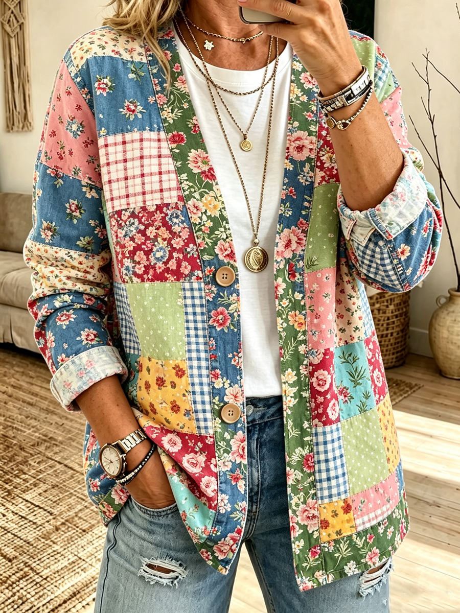 Women's printed casual cardigan
