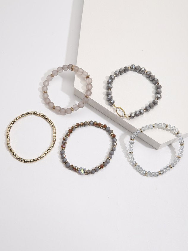 4Pcs Leisure Blue Crystal Multilayer Bracelet Set