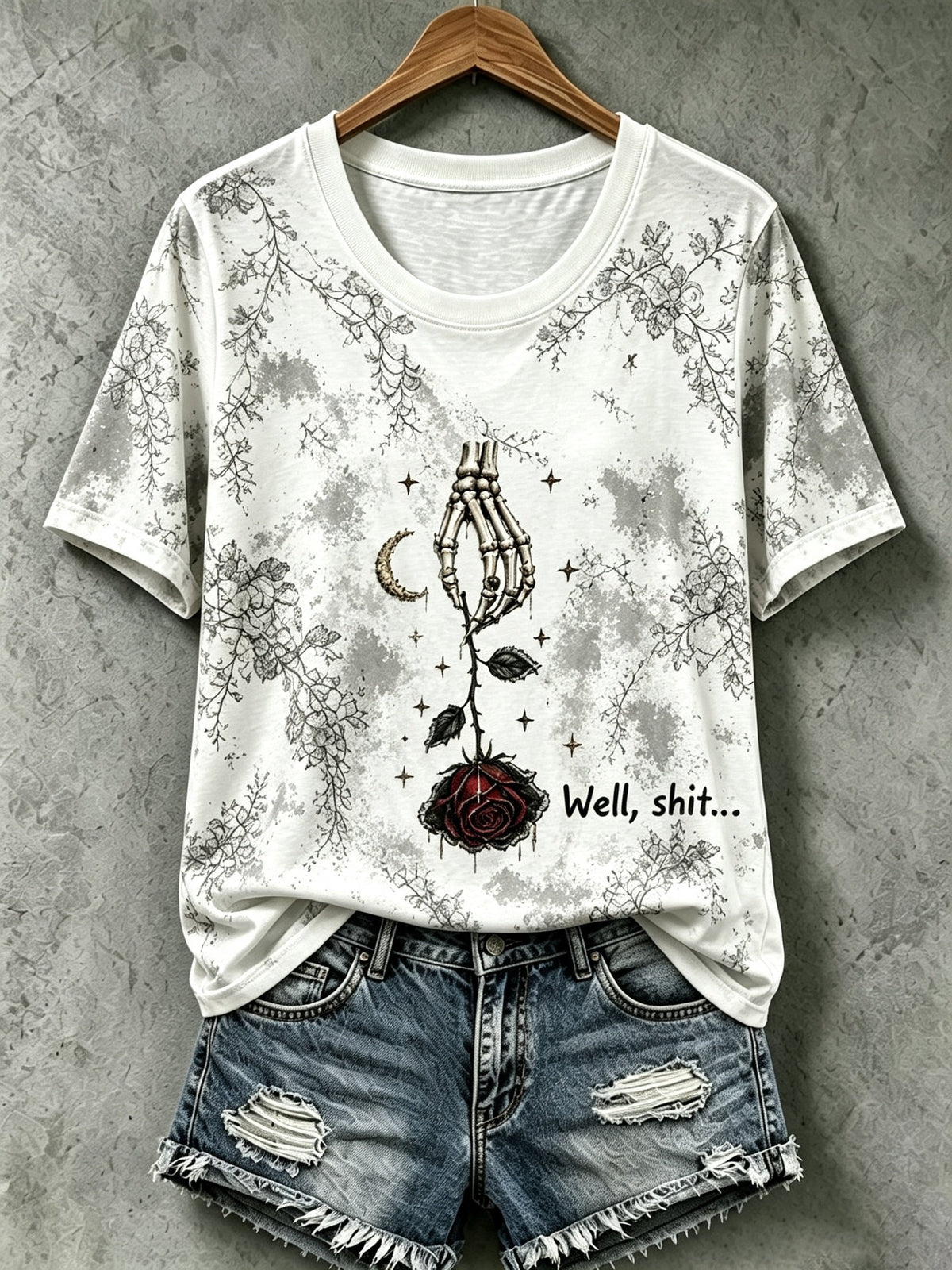 Women's Retro Halloween Well, shit... Print Raglan Short-Sleeved T-Shirt