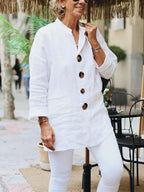 Pure Color Simple Cotton Women's Suits