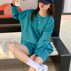 2022 New Women Spring Autumn Hoodie Mini Shorts Good Quality Cotton Material Two Pieces Sets Ladies Outfits Fashion Clothes