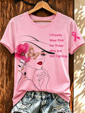 Women's Breast Cancer Awareness Printed Casual T-Shirt