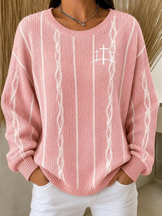 Women'S Casual Breast Cancer Promotional Printing Sweater