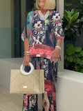 Ethnic Style Printing Irregular Casual Two-piece Suits