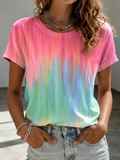 Women'S Pink Art Printed Casual T-Shirt
