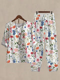 Assorted Floral Print Top And Pants Two-piece Suits