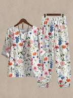 Assorted Floral Print Top And Pants Two-piece Suits