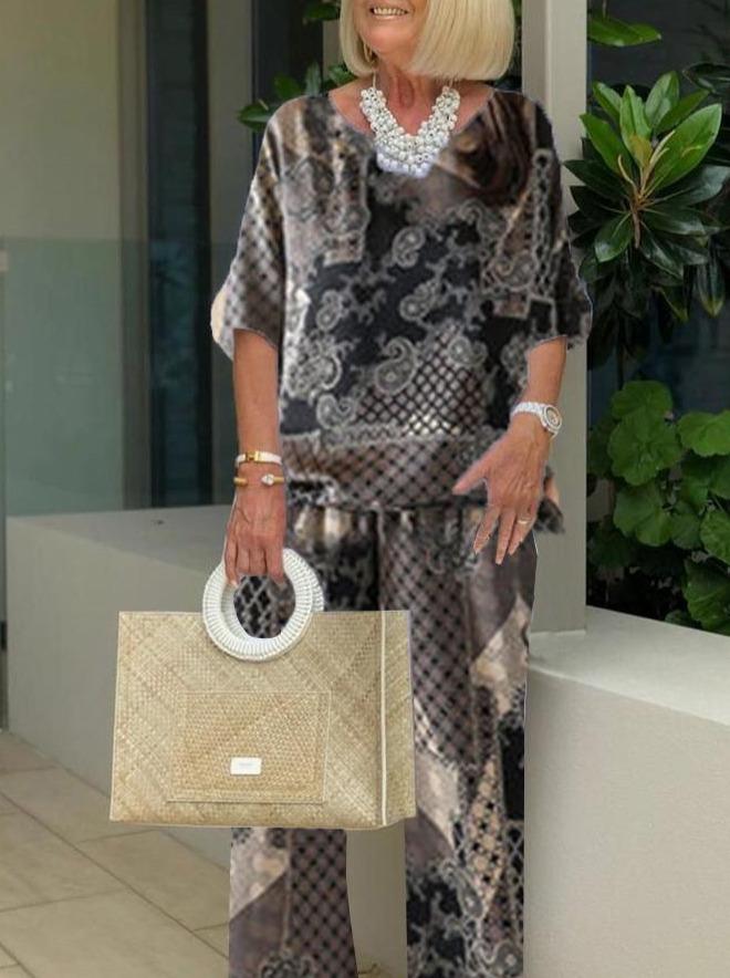 Ethnic Printing Irregular Casual Two-piece Suits