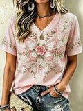 Women'S Breast Cancer Prevention And Control Publicity Print V-Neck Short Sleeve T-Shirt