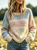 Women'S Pink Gradient Casual Knitted Sportswear