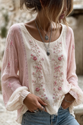 Women'S Casual Breast Cancer Awareness Publicity Print Long Sleeve Top