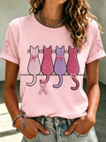 Women'S Breast Cancer Promotional Print Short Sleeved T-Shirt