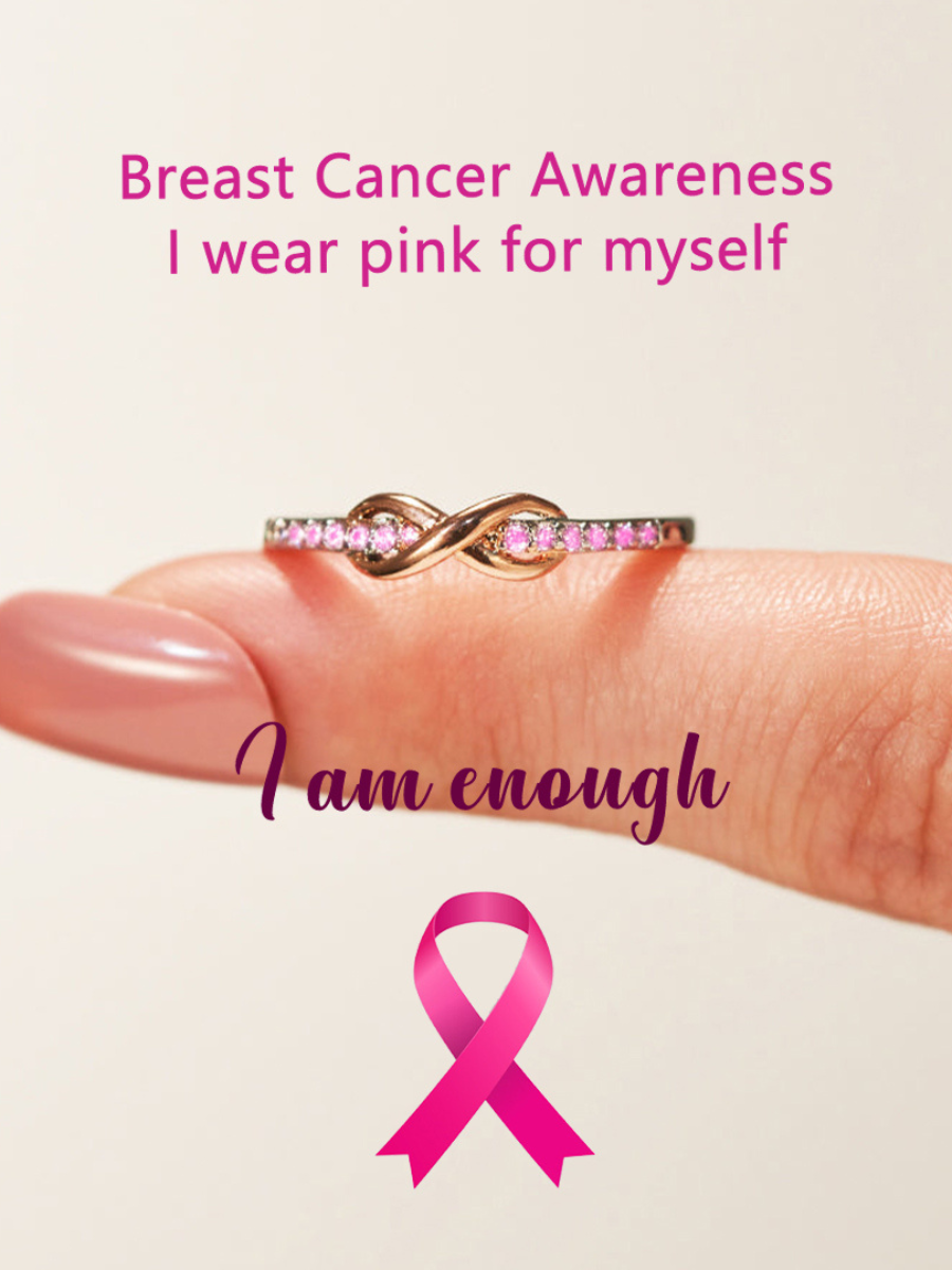 Women's Awareness Of Breast Cancer Pink Infinity Diamond Ring