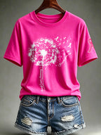 Women's Never Giver Up Printed Casual T-Shirt