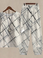 Large Plaid Print Casual Two-piece Suits