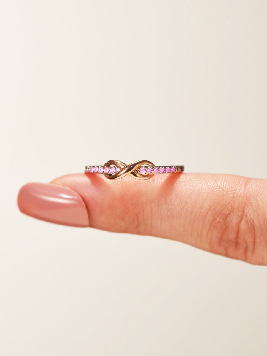 Women's Awareness Of Breast Cancer Pink Infinity Diamond Ring
