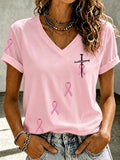 Women's Breast Cancer Awareness Belief Cross Casual T-shirt