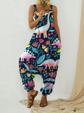 Women'S Cute Dinosaur Pockets Sleeveless Jumpsuit