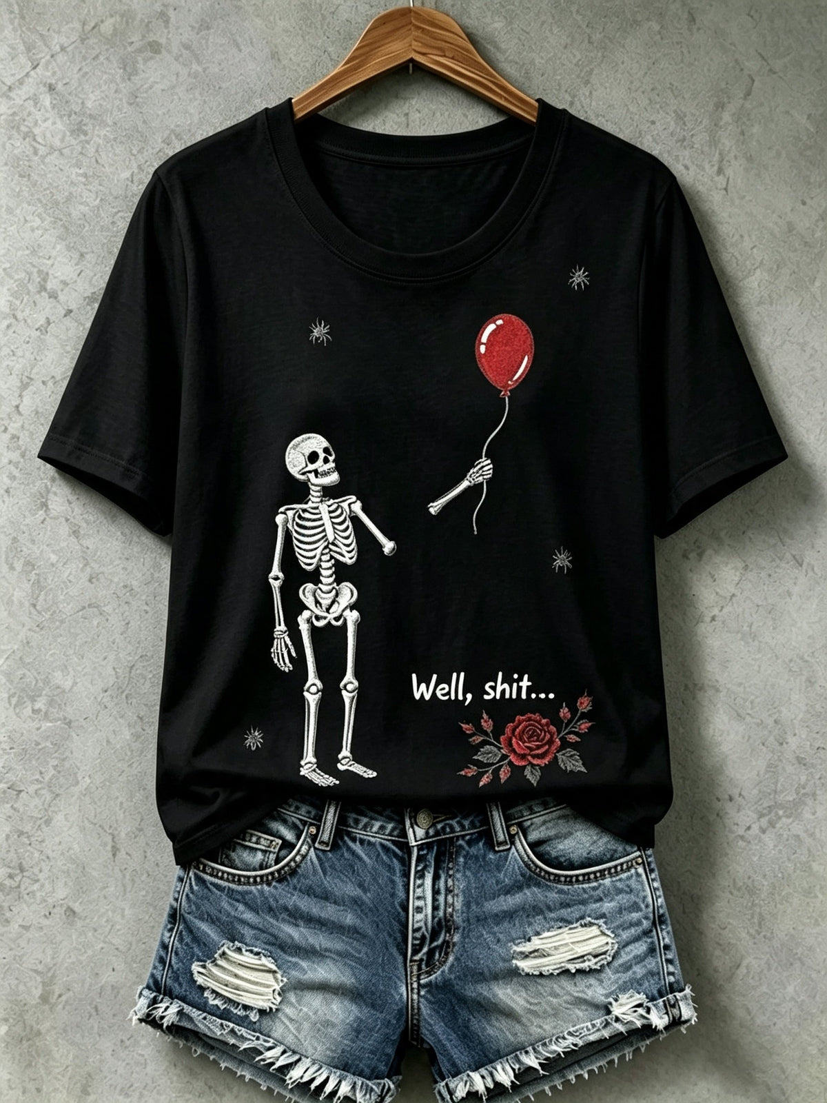 Women's Retro Halloween Well, shit... Print Raglan Short-Sleeved T-Shirt