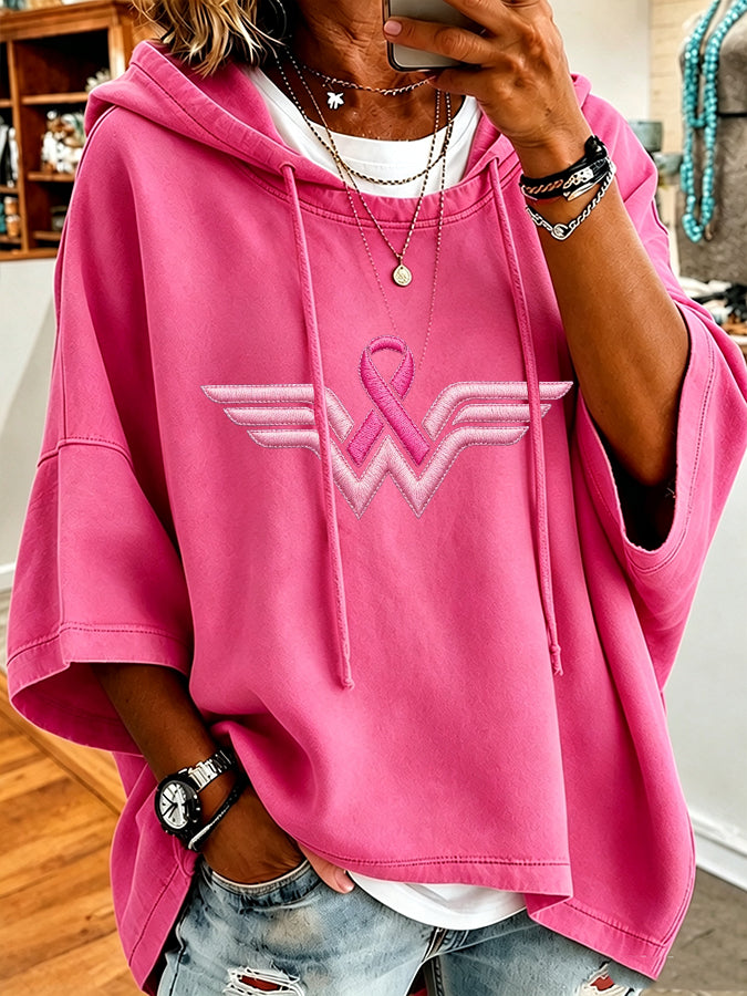Women'S Vintage Pink Art Print Hoodie